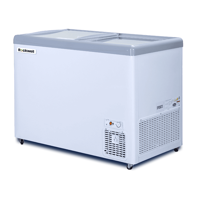 Rockwell SFR350GTS Glass Top Freezer 315 L (Flat Toughened Glass Sliding Top)