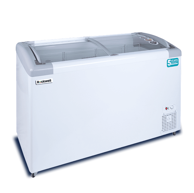 Rockwell SFRN250GT Glass Top Freezer 205 L (Curved Glass Sliding Top)